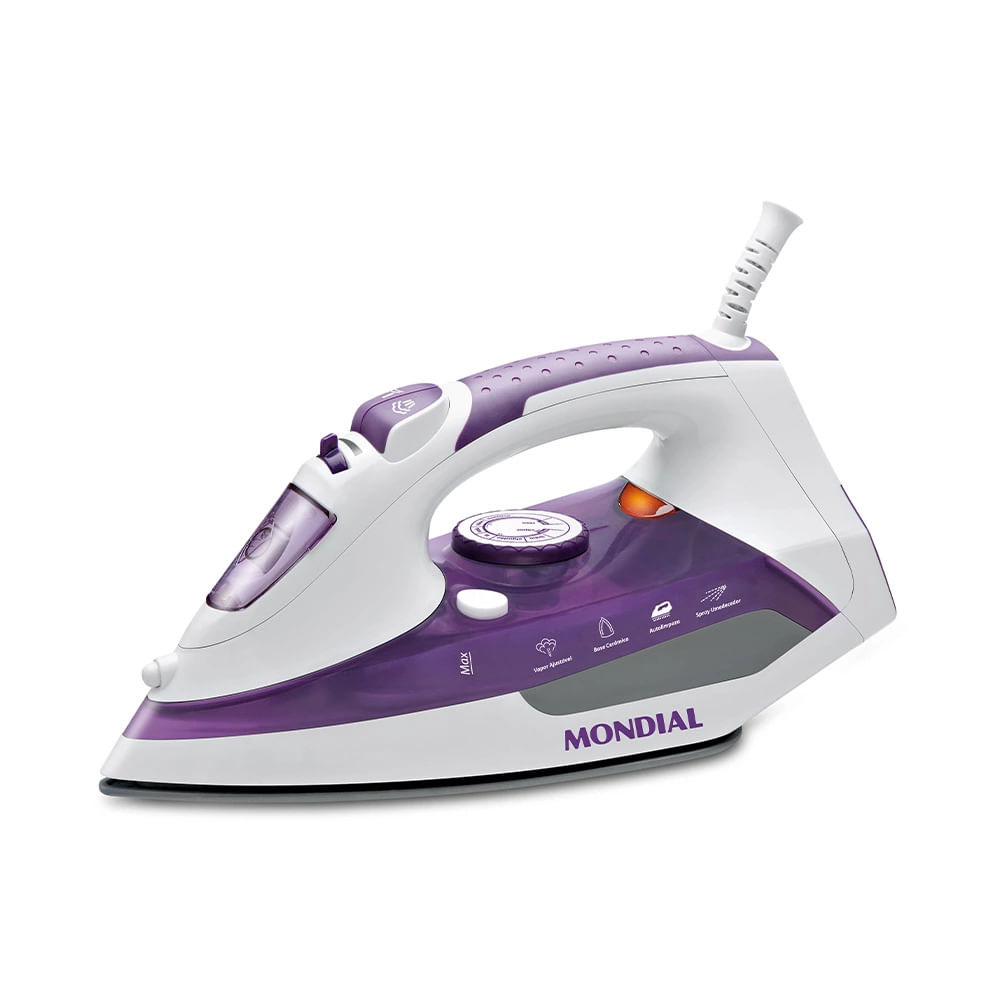 Ferro a Vapor Ceramic Express Mondial 220V 1200W Branco/Lilás - F-40