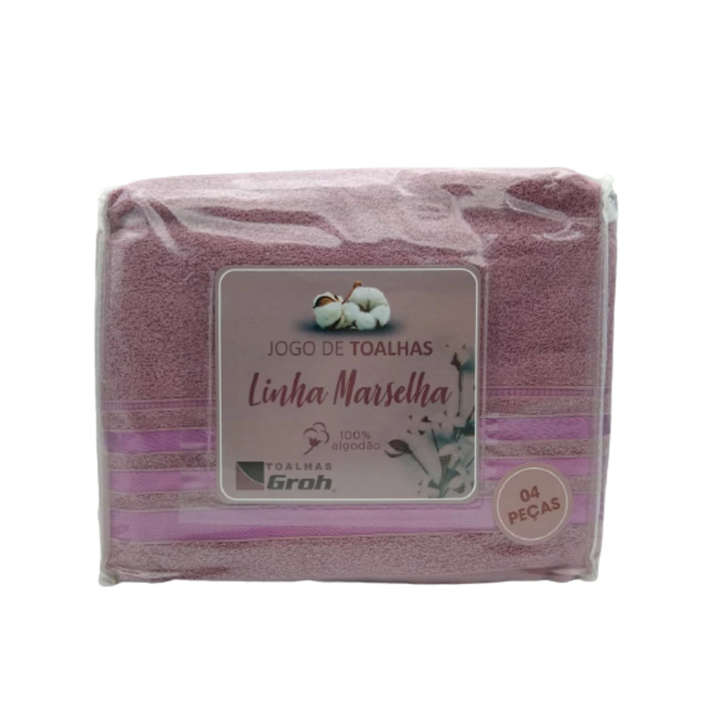 Jogo de Toalhas Groh Marselha 100% Algodão Açaí Rosa 4 Peças