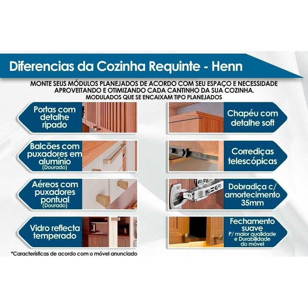 Kit Cozinha Modulada 7 Peças Requinte 2 Aéreos + 2 Balcões+ 2 Paneleiros + 1 Complemento Cz102 Nature Areia