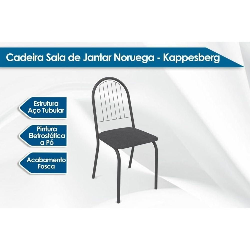 Kit 4 Cadeiras De Cozinha Noruega 2c077 4 Un Preto Fosco Courano Branco