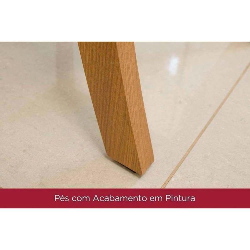 Conjunto Mesa Sala Jantar Épic Sc24 Tampo Madeirado Com Vidro Canto Curvo 160x90cm E 6 Cadeiras Isa Nature Linho Henn