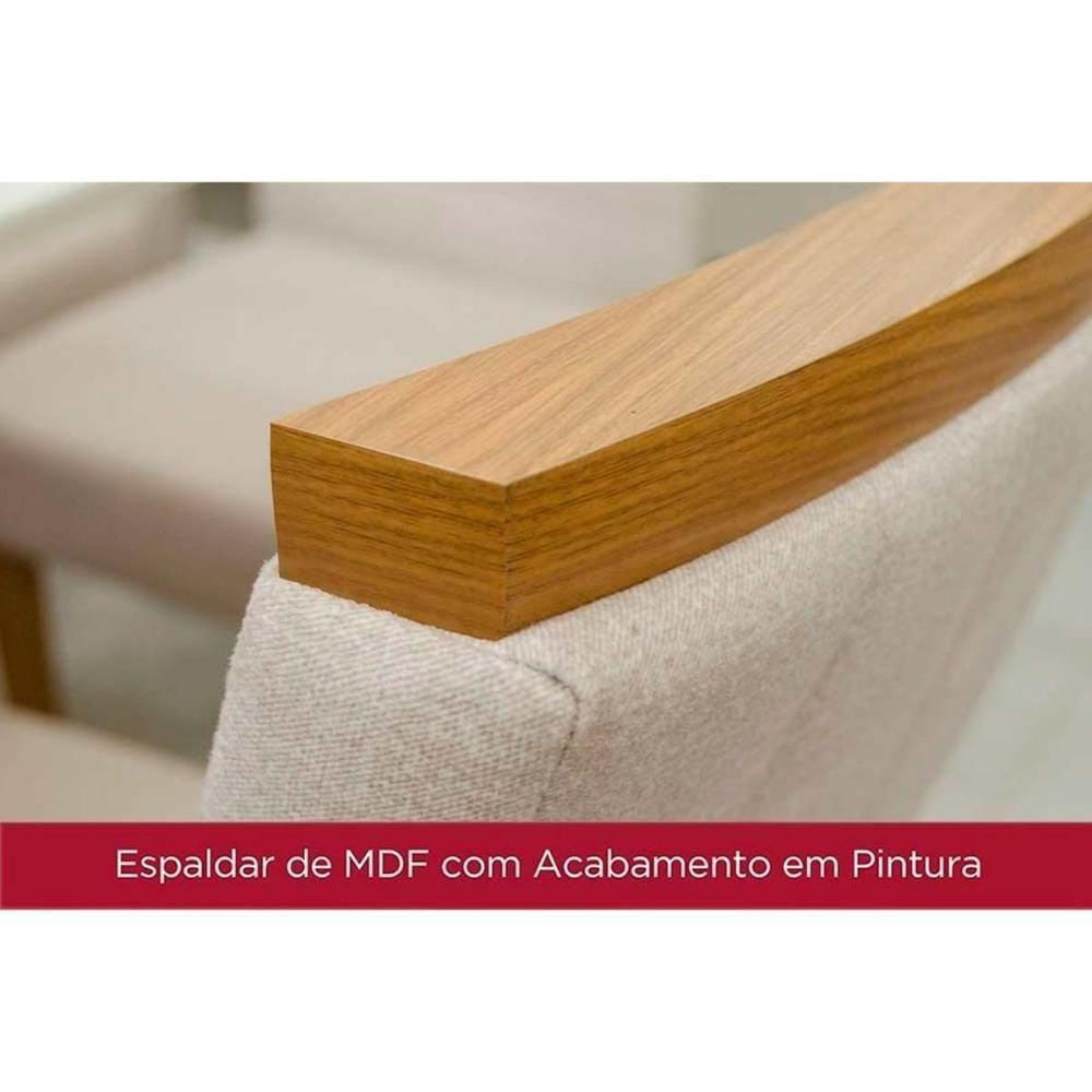 Conjunto Mesa Sala Jantar Épic Sc24 Tampo Madeirado Com Vidro Canto Curvo 160x90cm E 6 Cadeiras Isa Nature Linho Henn