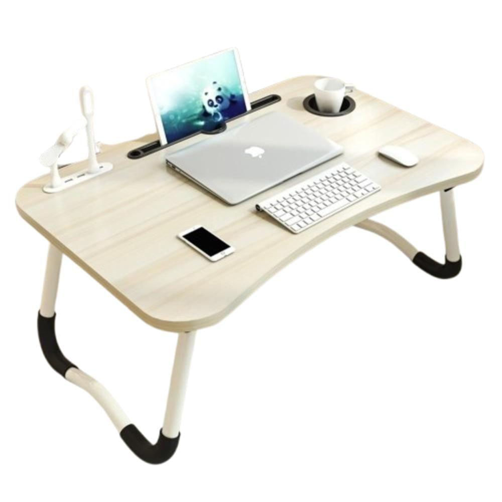 Mesa Para Notebook Com Usb Ventilador Iluminação Home Office Cama Sofa Dobravel Portatil