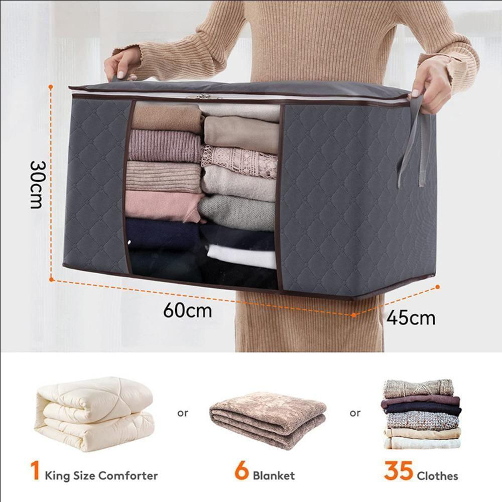 Organizador Guarda Roupa Grande 60cm Saco Armazenamento Portatil Gigante Closet Brinquedo Ziper 84 Litros