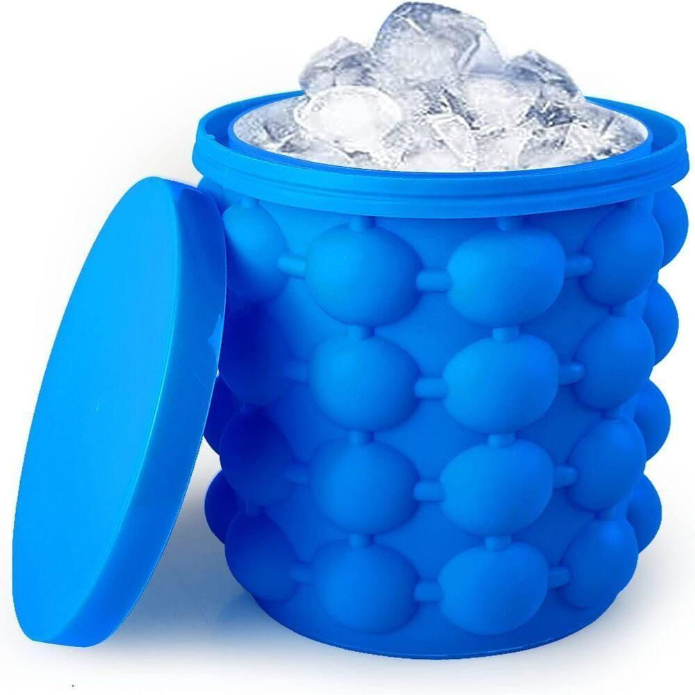 Forma De Gelo Silicone Gigante 120 Cubos Balde Suporte Garrafa Latinha Sorvete 4 Em 1 Multiuso Ice Magic