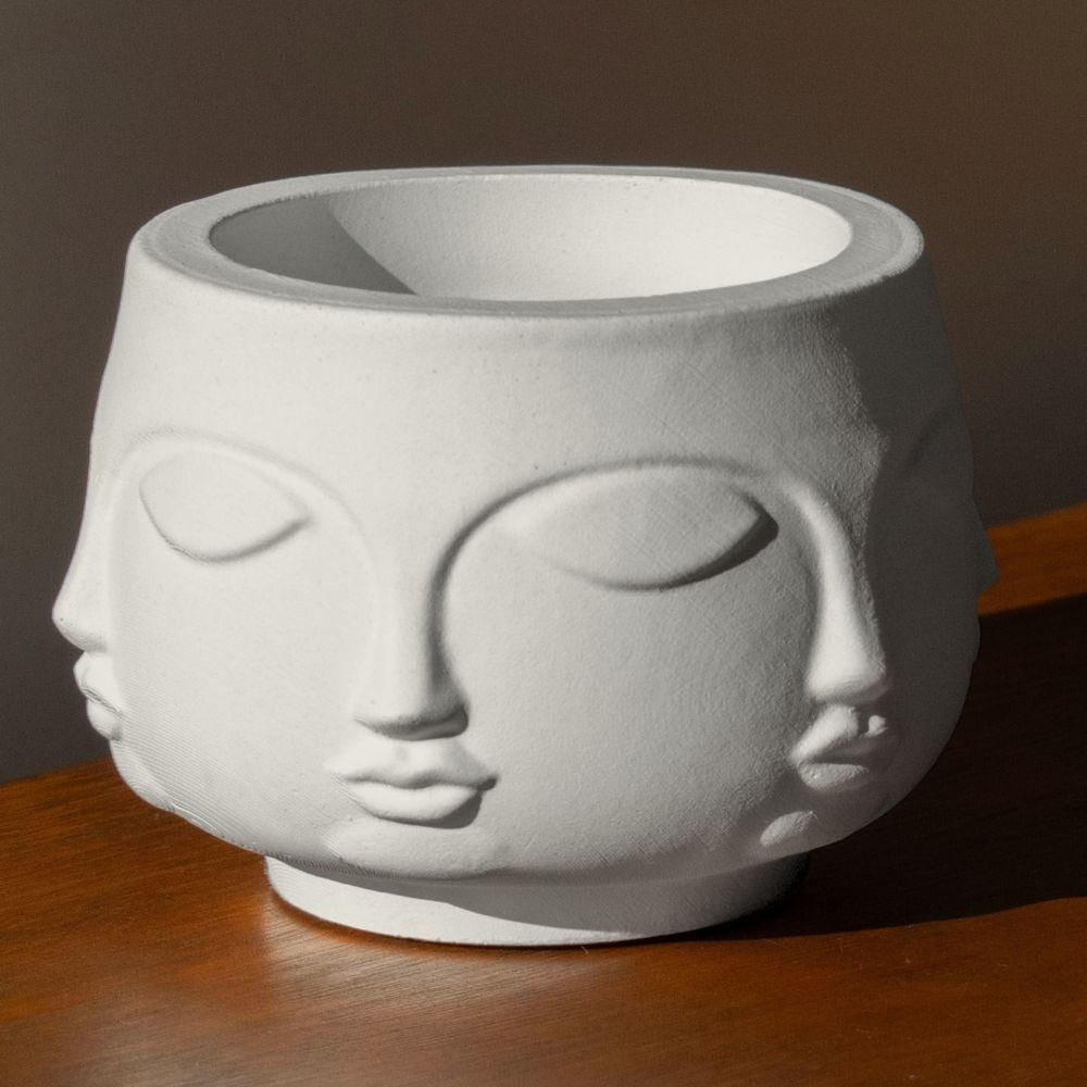 Vaso Decorativo Tarsila 10cm Artesanal Em Cimento Cinza