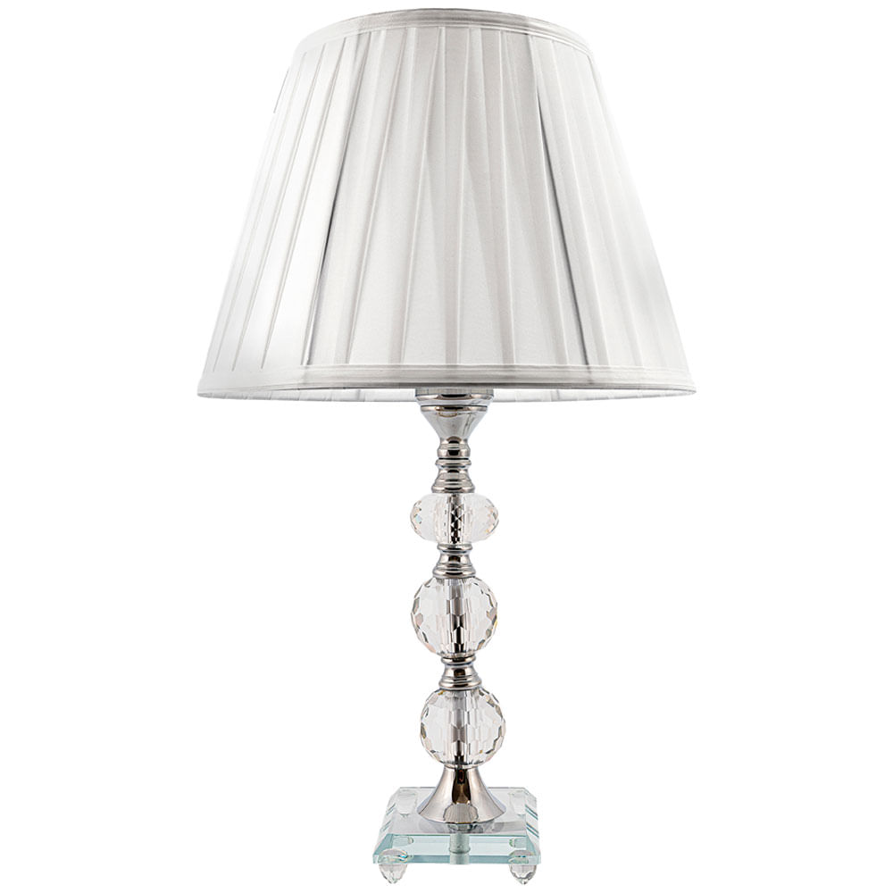 Abajur Cristal Vidro Mesa Decoração para Sala Quarto com Cúpula Drapeada 47cm Ref. 512