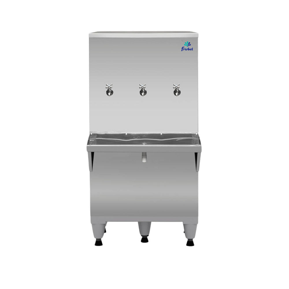 Bebedouro de Coluna Industrial 3 Torneiras 100 Litros Frisbel RA10 Inox 220V