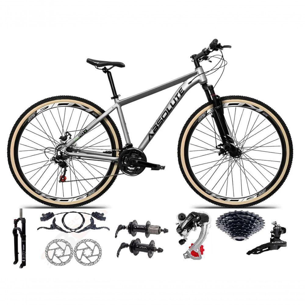 Bicicleta Aro 29 Absolute Nero 5 Câmbios Shimano 24v K7 Freios Hidráulicos Garfo Trava Com Pneu Faixa - Cinza 17