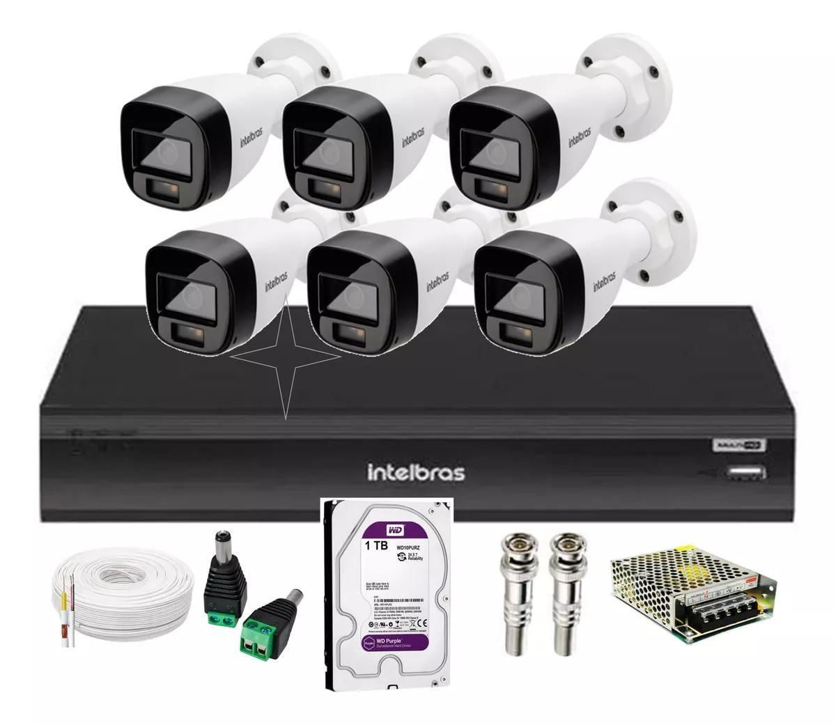 Kit 6 Cameras Intelbras 3220 Full Color Com Microfone, Dvr 8ch Imhdx 3008, 1tb Purple