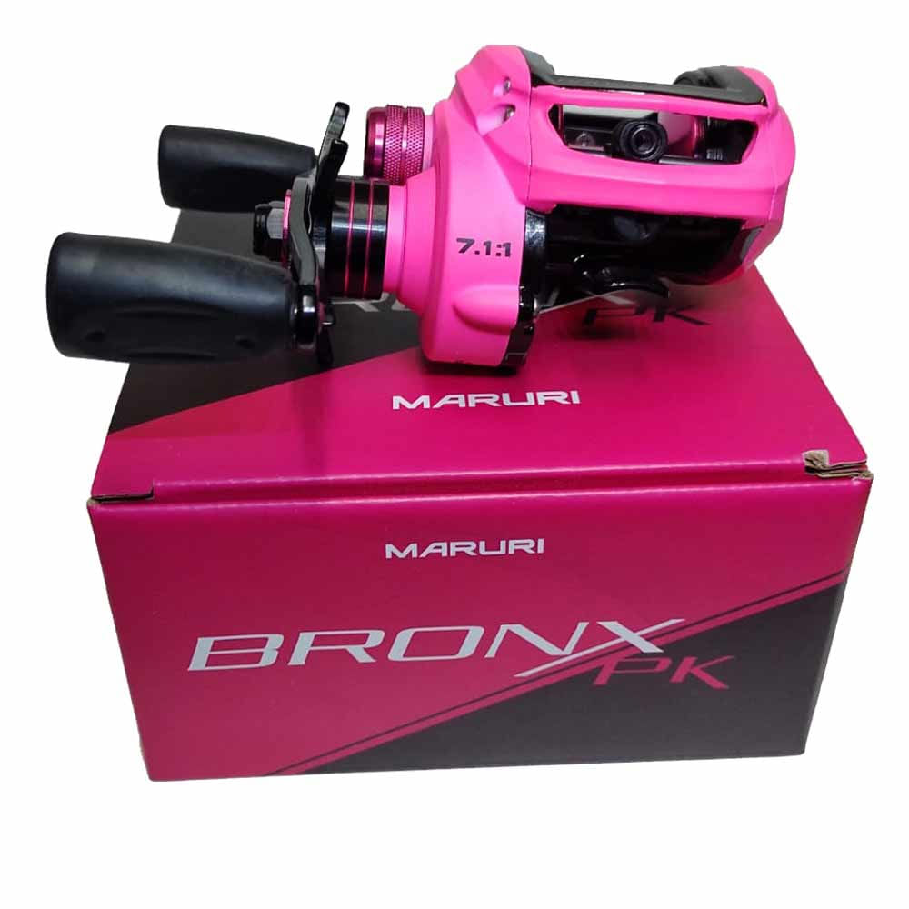 Carretilha para Pesca Maruri BRONX PINK 11R Carretel Fundo - ESQUERDA