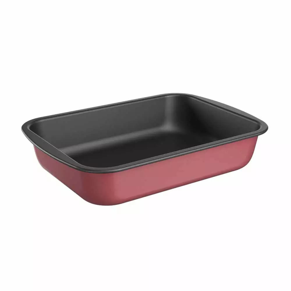 Assadeira Brinox Ruby em Alumínio Retangular Funda Vermelha 39,5x28cm