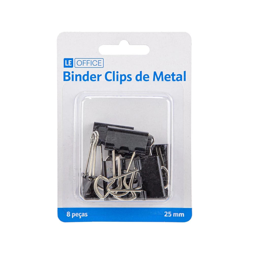 Binder Clip Le 25mm com 8 Unidades Preto