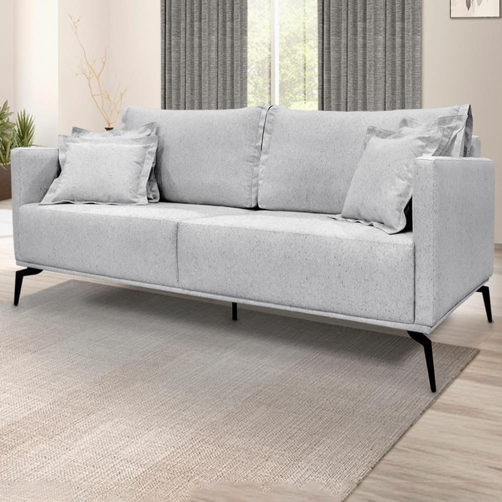 Sofa Liv 3 Lugares 220cm Pes Aço Linho 234 Grigio Ezz Grigio