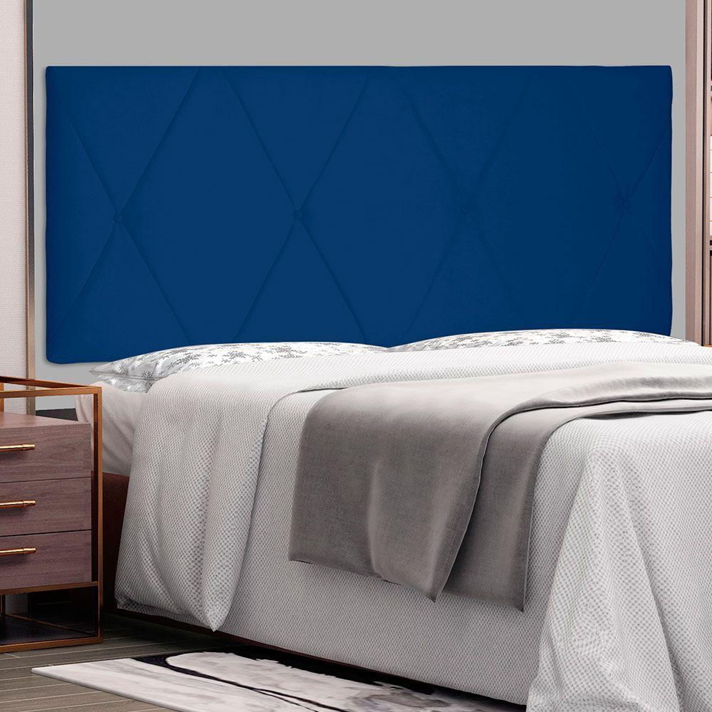 Cabeceira Painel Queen 1,60m Aquilla Suede Azul Marinho