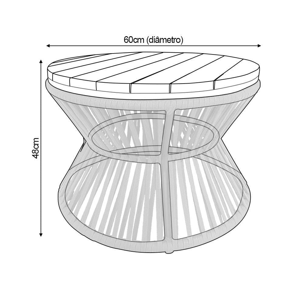 Mesa De Centro Ampulheta Corda Náutica Preto - Preto