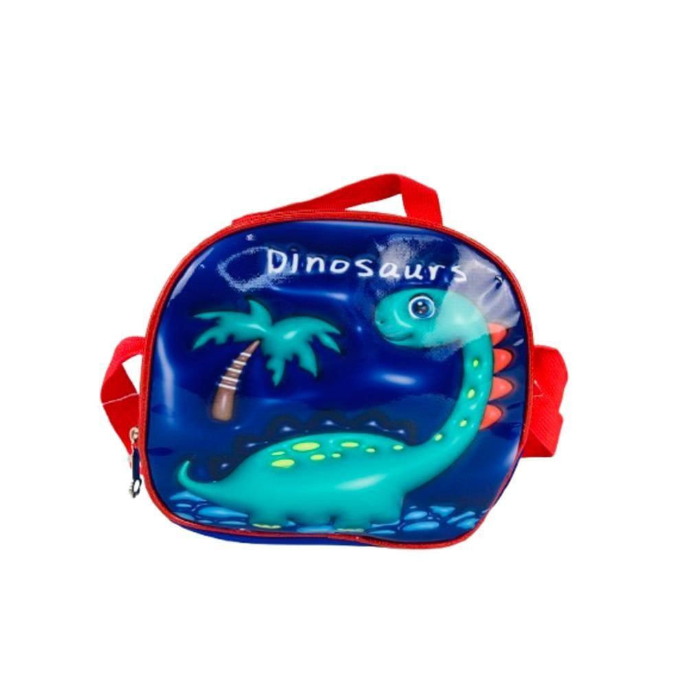 Mochila Infantil Com Rodinhas Kit Bolsa Estojo E Lancheira Escolar Carrinho Impermeavel Dinossauro