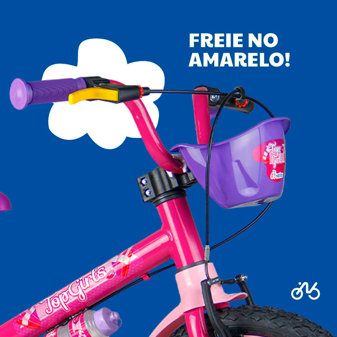 Bicicleta Infantil Aro 16 Com Rodinhas De Treinamento Nathor Bike Criança Menina Top Girls Rosa Com Garrafinha