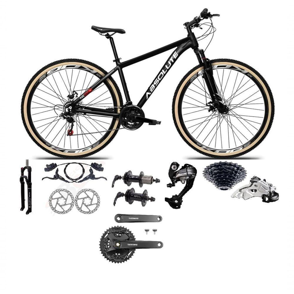 Bicicleta Aro 29 Absolute Nero 5 Câmbios 27v Shimano Altus Freios Hidráulicos Pneu Com Faixa - Preto Tam.17