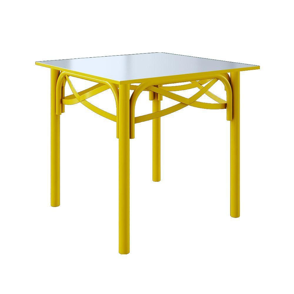 Mesa Katrina Amarela Quadrada Tampo De Madeira 90cm Amarelo