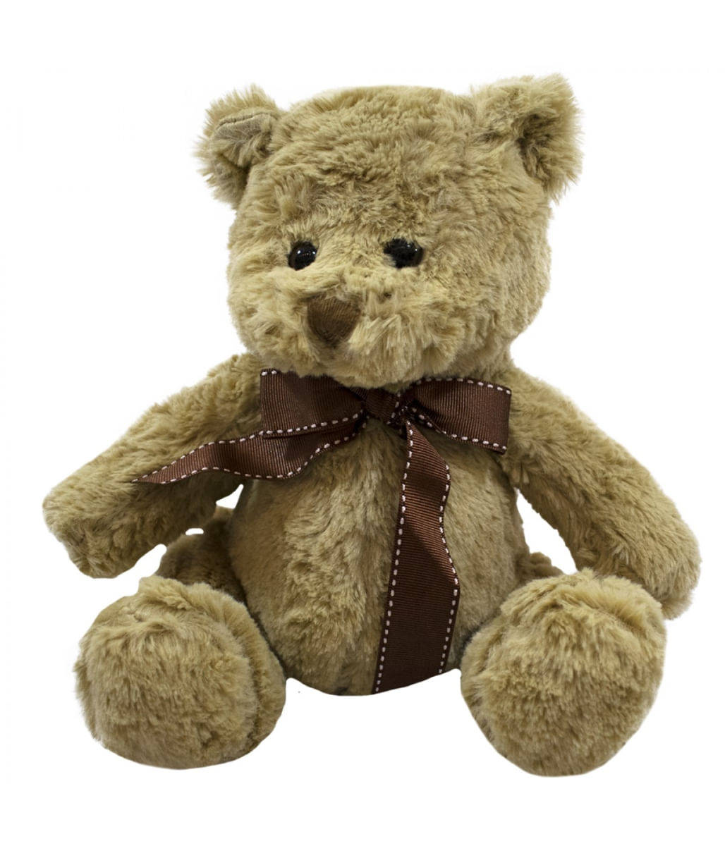 Urso Marrom Laço 25cm - Pelúcia - Tudo em Caixa