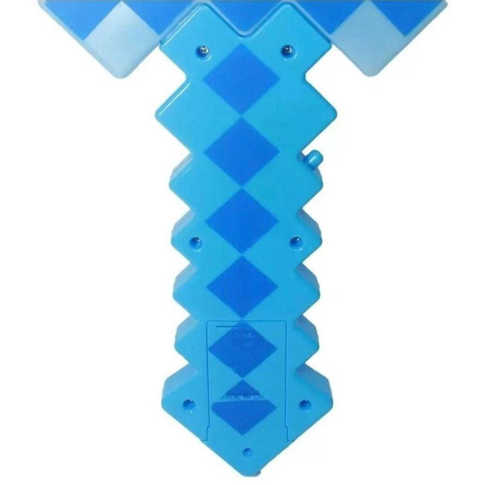 Espada Pixel Minecraft 58cm Diamante Som E Luz à Pilha Azul