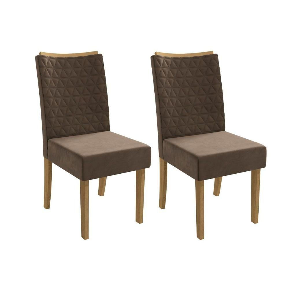 Cadeira De Cozinha 2cad129 Kit 2 Un Canela Suede Marrom