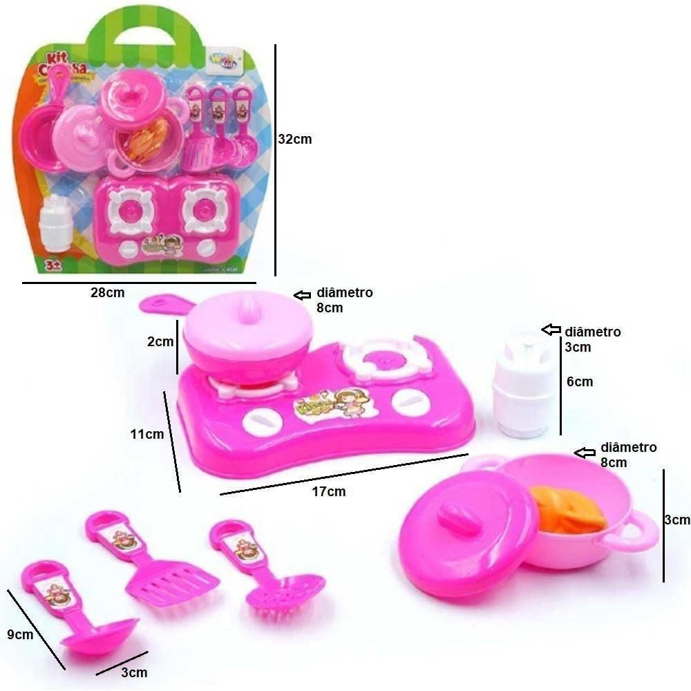 Kit Cozinha Infantil Com Fogao Panela Utensilios Talheres E Acessorios Rosa Meninas