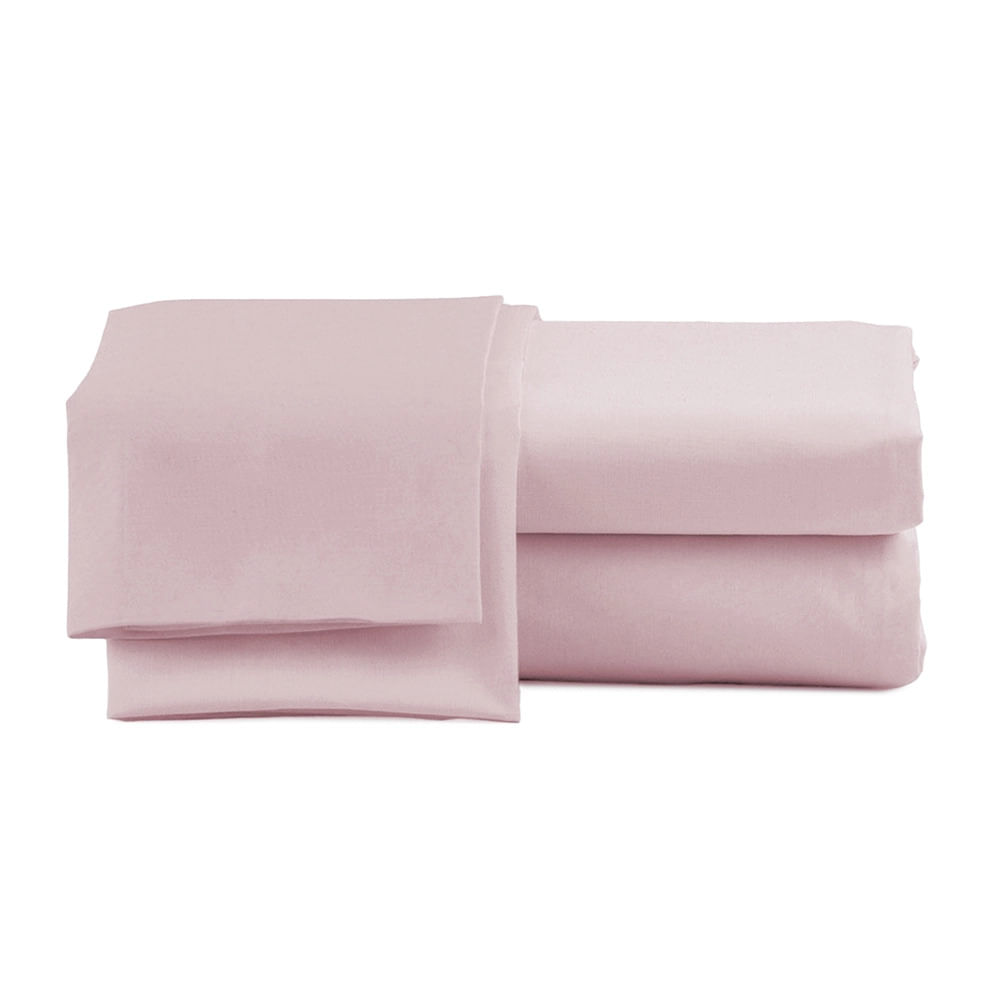 Compre Agora Jogo de Lençol Essencial 100% algodão Rosê - Queen (4 peças)