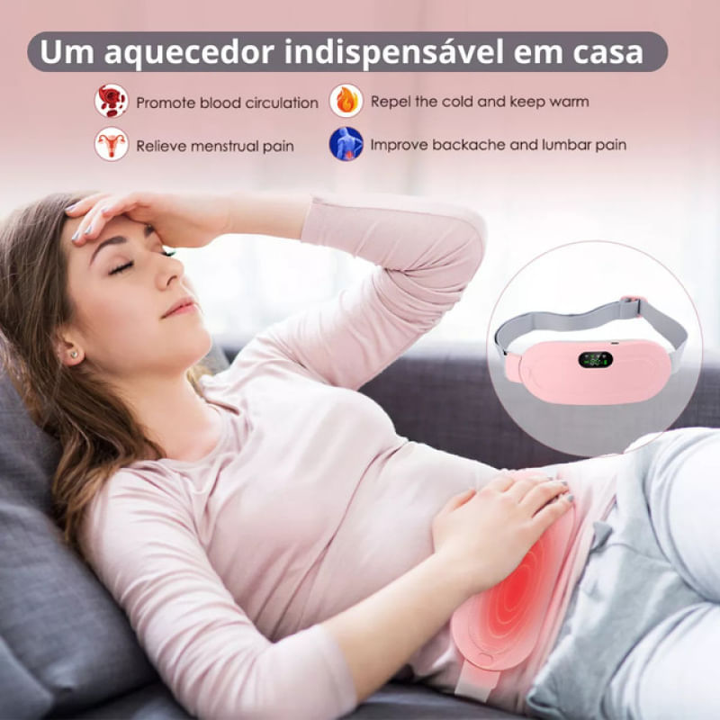 Massageador Eletrico Cinta Para Alíviar Dor Cólica Menstrual Carregamento USB