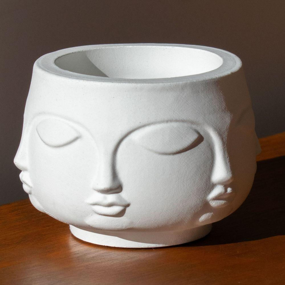 Vaso Decorativo Tarsila 10cm Artesanal Em Cimento Branco