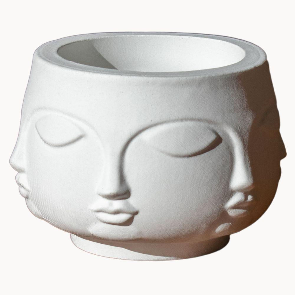 Vaso Decorativo Tarsila 10cm Artesanal Em Cimento Branco