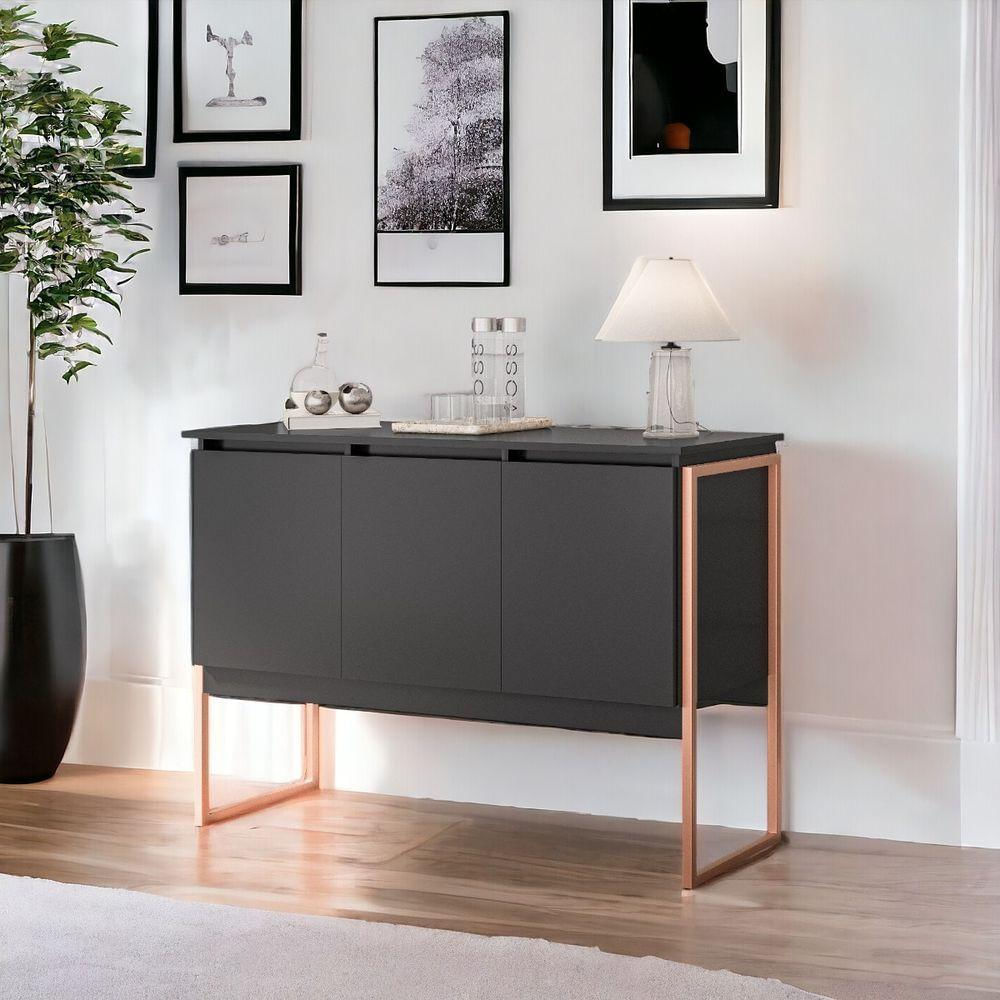 Buffet 3 Portas Moderno Amsterdam - Preto Cobre Preto Cobre