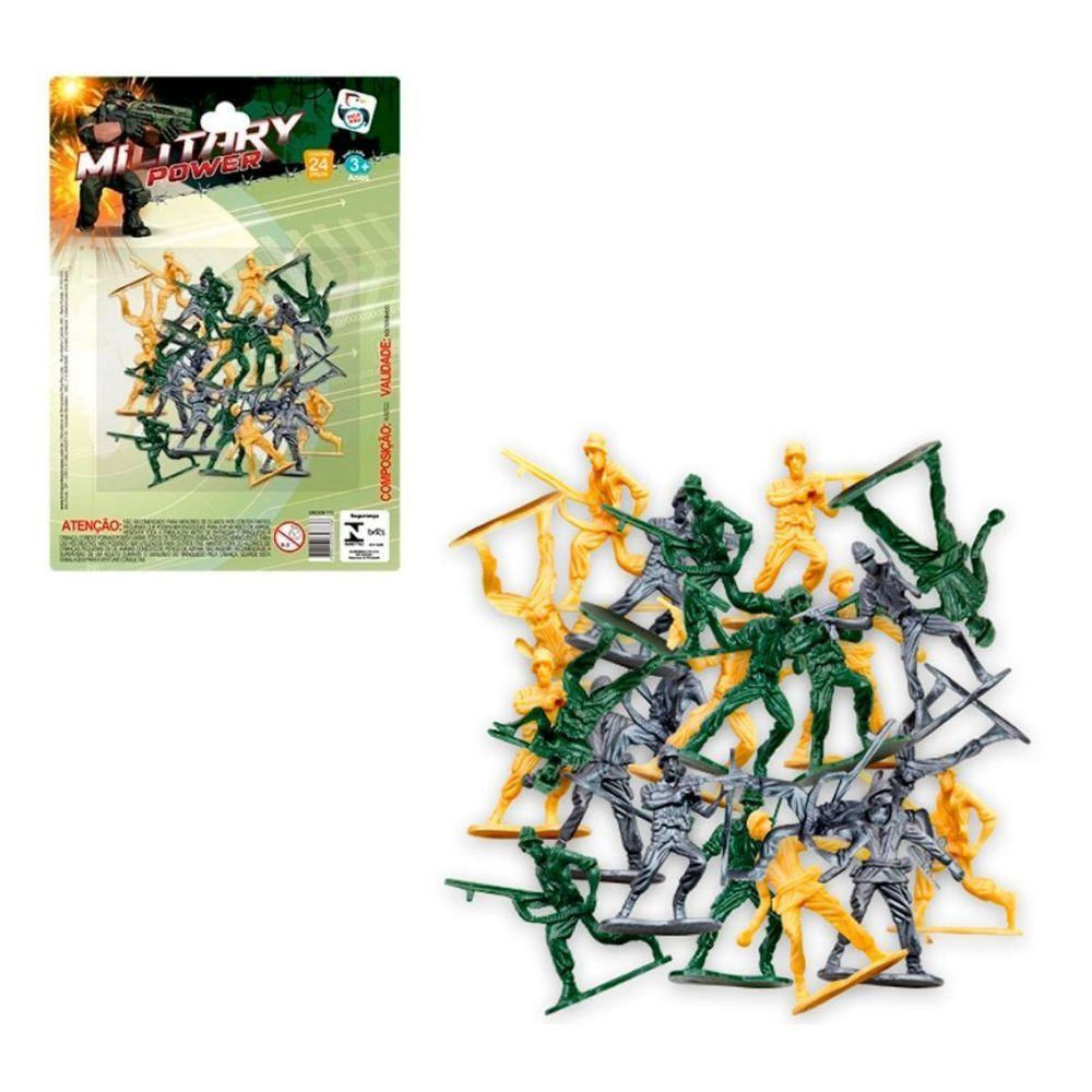 Kit 24 Soldadinhos Military Power Pica Pau Brinquedos