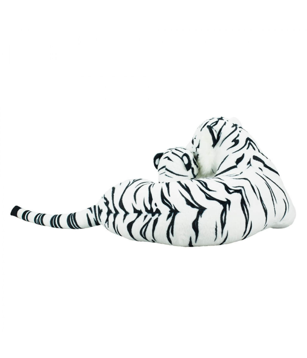 Tigre Branco Mãe Filhote Realista 47cm - Pelúcia - Tudo em Caixa