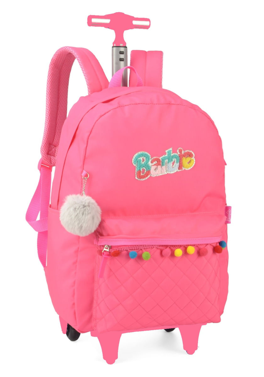 Mochila Rodas Escolar Infantil Barbie Luxcel MC51625BB Rosa