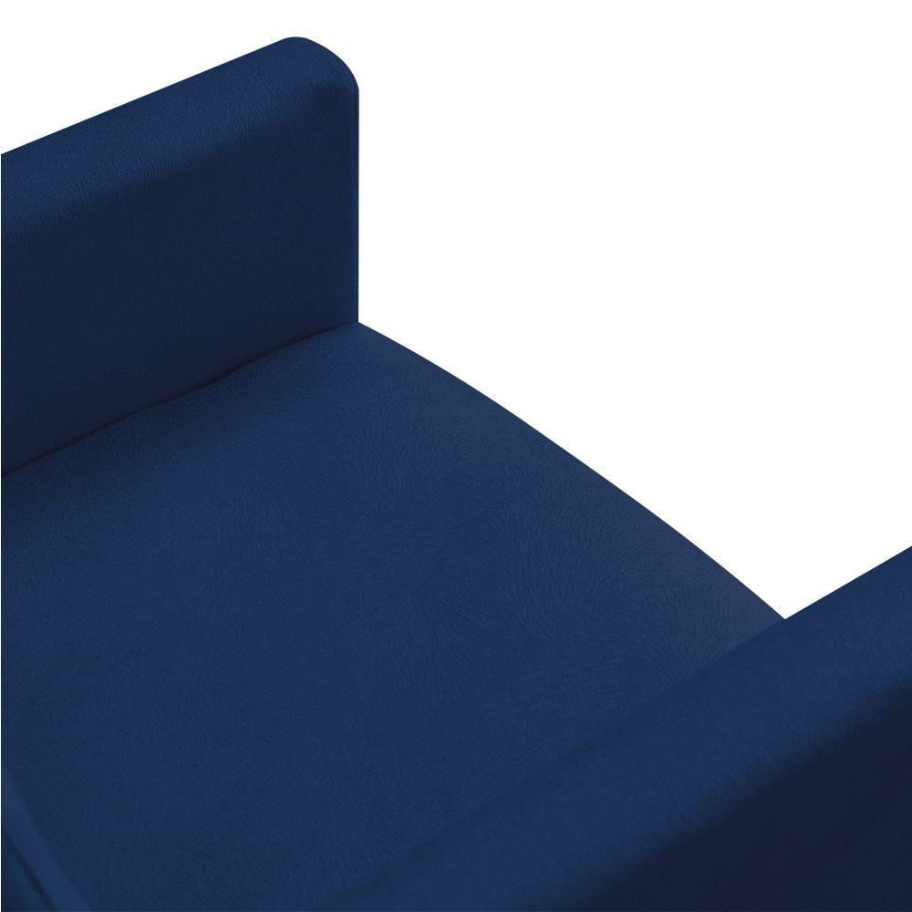 Kit 2 Poltronas Veludo Pés Palito Castanho Azul Marinho