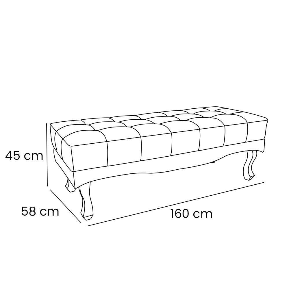 Calçadeira Recamier Queen 1,60m Cor Cinza Prata