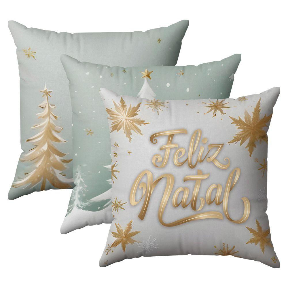 Kit 3 Capas Almofadas Decorativas Natal Neve 45x45 - Id Decor