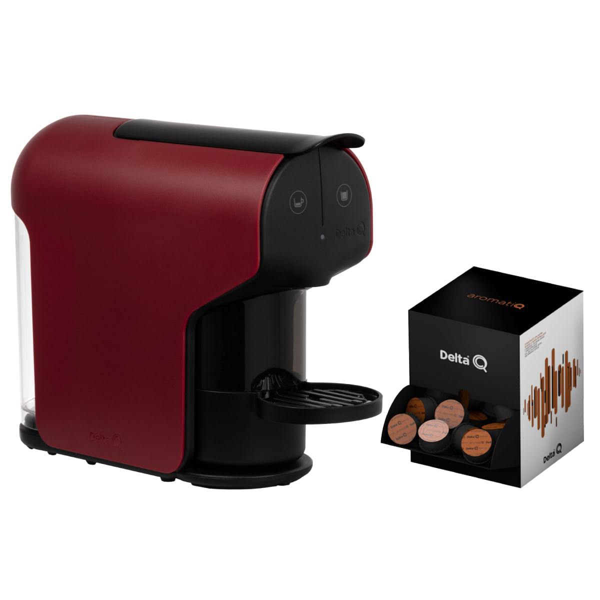 Kit Cafeteira Quick Delta Q + Pack 100 Cápsulas AromatiQ Vermelha / 220v