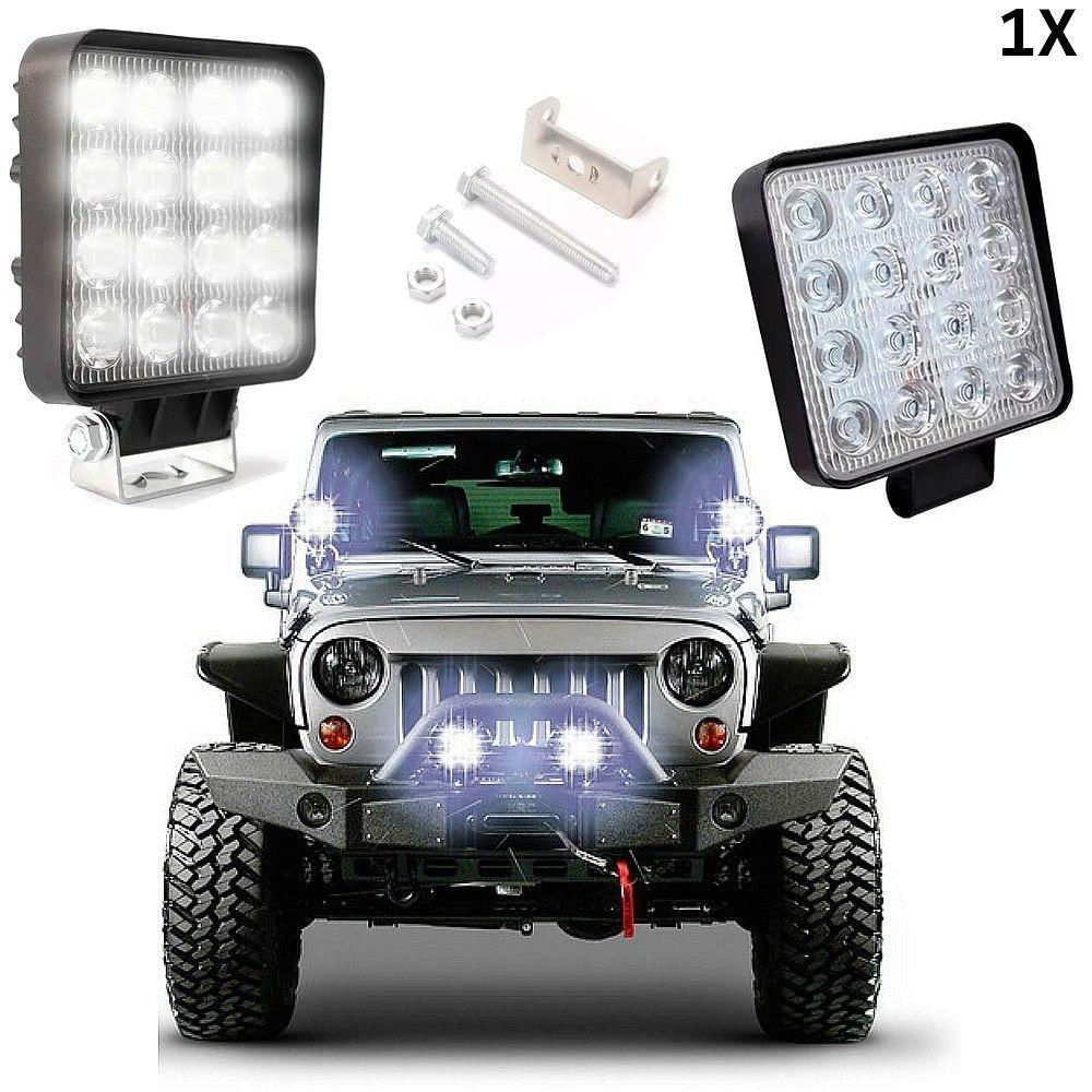 Farol Milha Auxiliar 16 Leds 48w 12v/24v Quadrado Offroad 6k