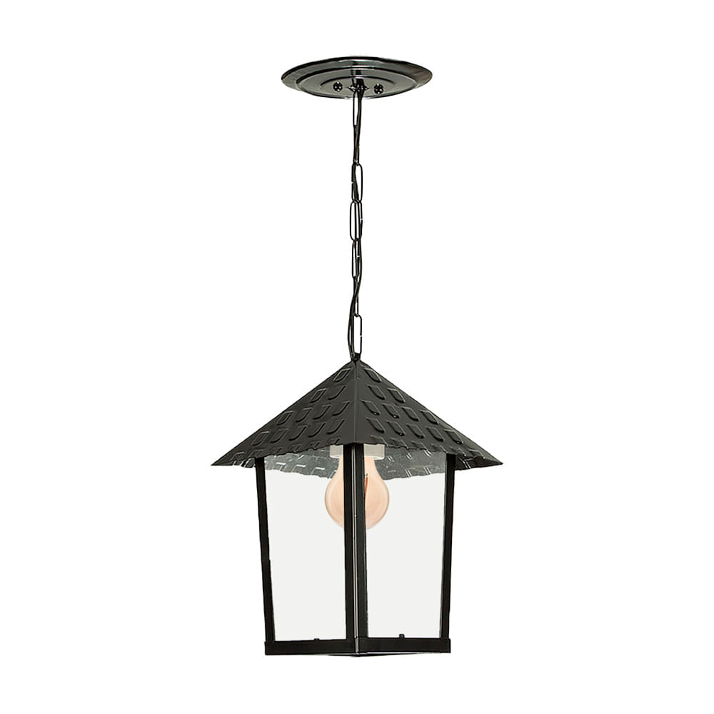 Lustre Pendente Blumenau Colonial Quadrado Vidro Liso E27 Bivolt