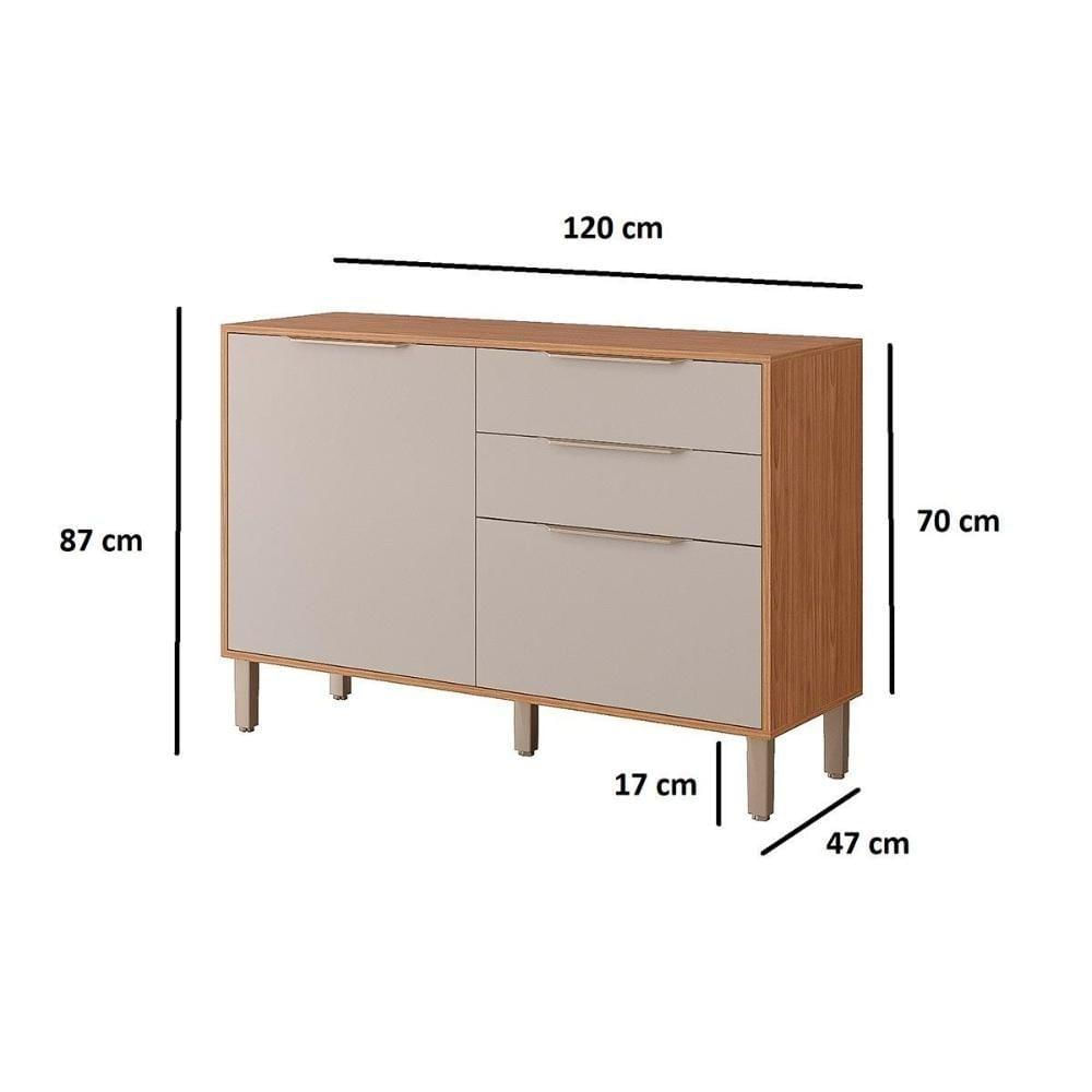 Módulo Cozinha Divina Balcão Com Tampo Com 2 Portas E 2 Gavetas 120 Cm Freijó Off White