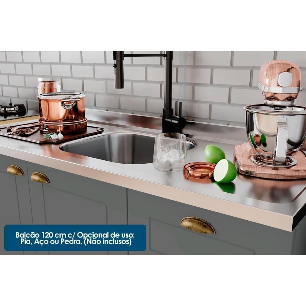 Kit Cozinha Modulada 3 Peças Americana 1 Aéreo + 1 Balcão + Complemento Cz120 Cinza