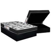 Conjunto Box Baú Casal: Colchão Espuma Luckspuma D28 Celebrity Black + Base Crc Suede Black (138x188)