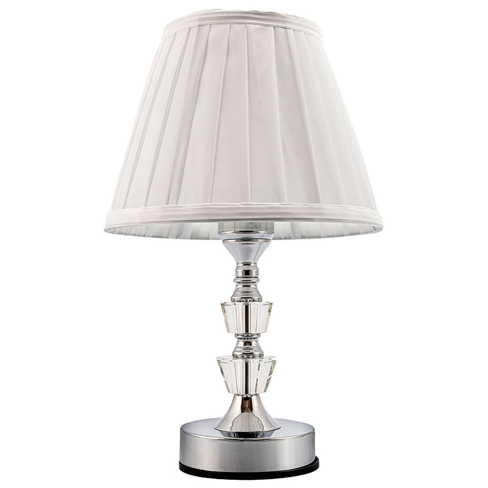 Abajur Cristal Vidro Toque Mesa Decoração para Sala Quarto com Cúpula Drapeada 35cm Ref. 380