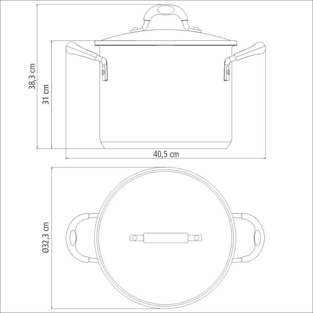 Caldeirão Tramontina Astro Aço Inox Tampa De Vidro 30 Cm 20,8 Litros