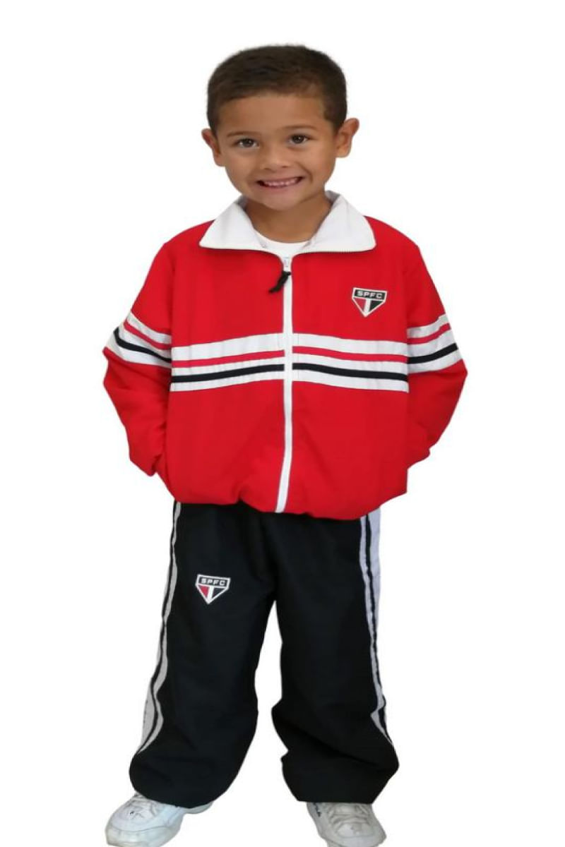 Agasalho Infantil São Paulo Conjunto Microfibra Oficial Tam 8 / Vermelho