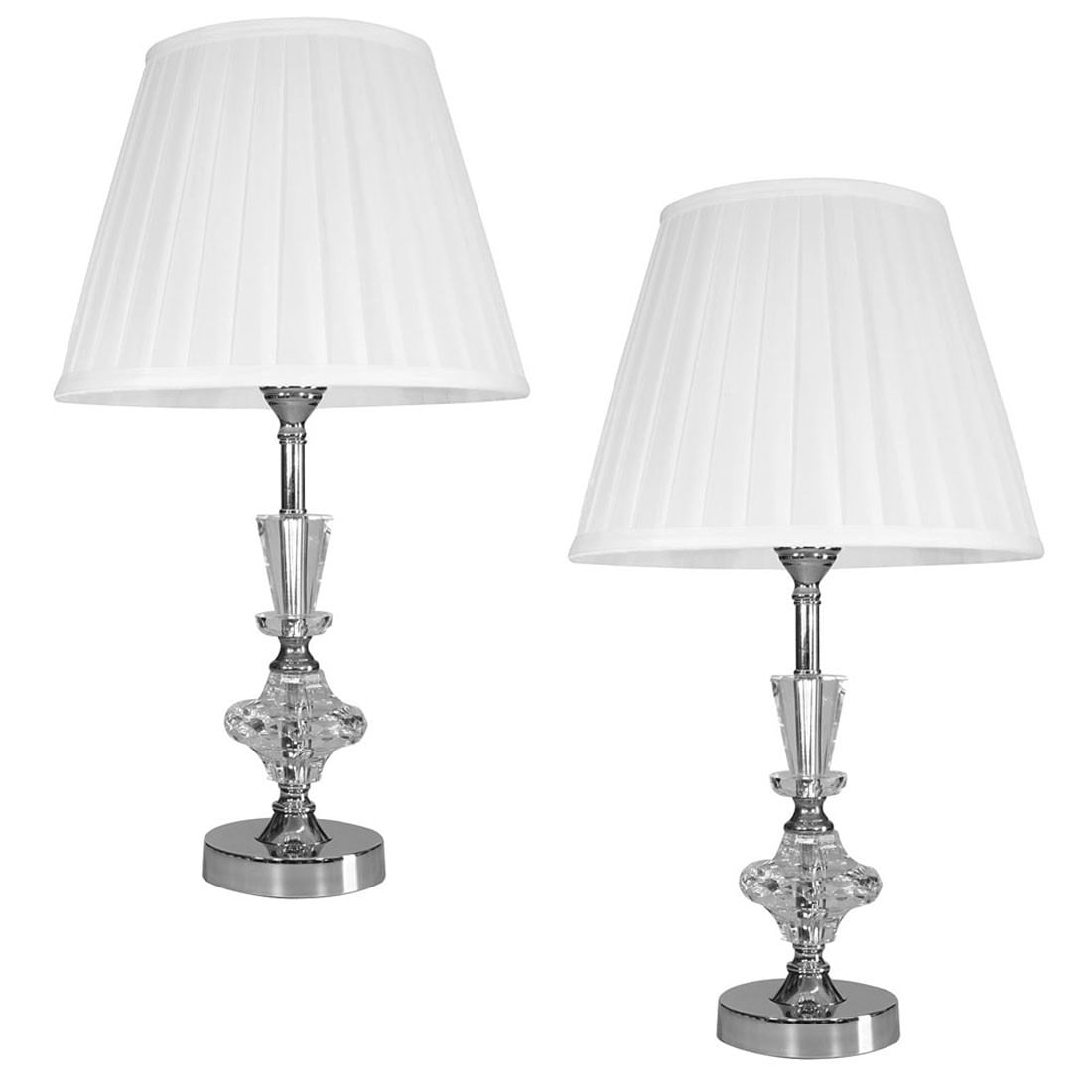 Abajur de Mesa Toque Cristal Vidro Decoração de Escritório Sala Quarto Led e Cúpula Branca 50cm