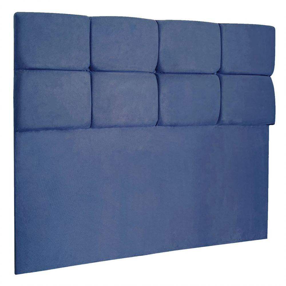 Cabeceira Casal 1,40m Nina Suede - Pallazio Cor Azul Marinho